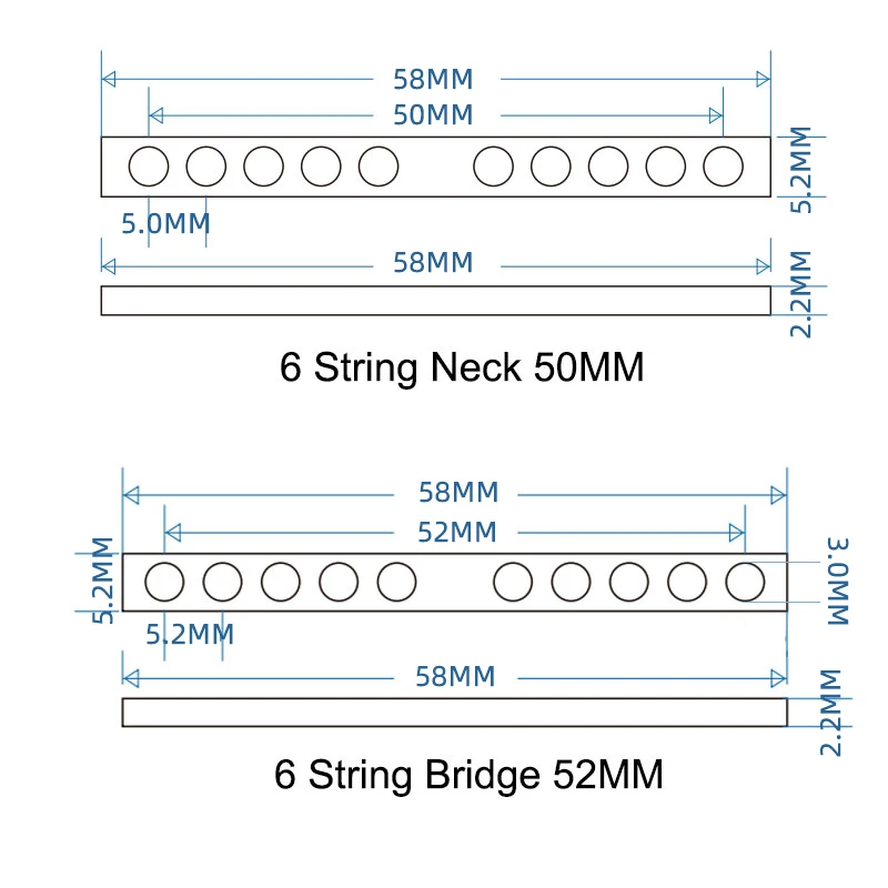 20Pcs Electric Guitar 6 Hole Humbucker Pickup Metal Spacer Bars Pole Spacing 50mm 52mm Neck Bridge Guitar Parts