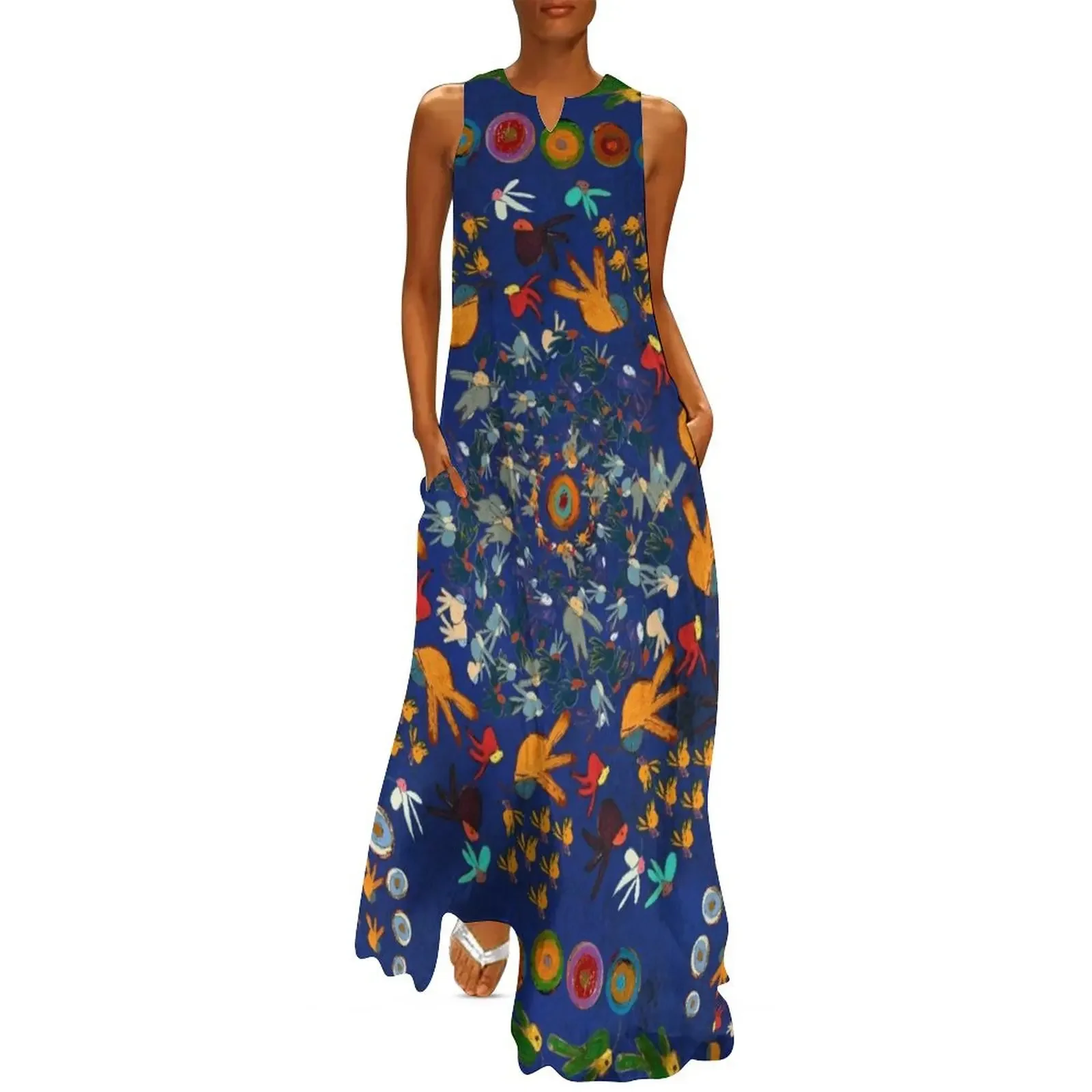 

Hummingbird Mandala on Cobalt Long Dress sexy dress Women's long dress sensual sexy for women