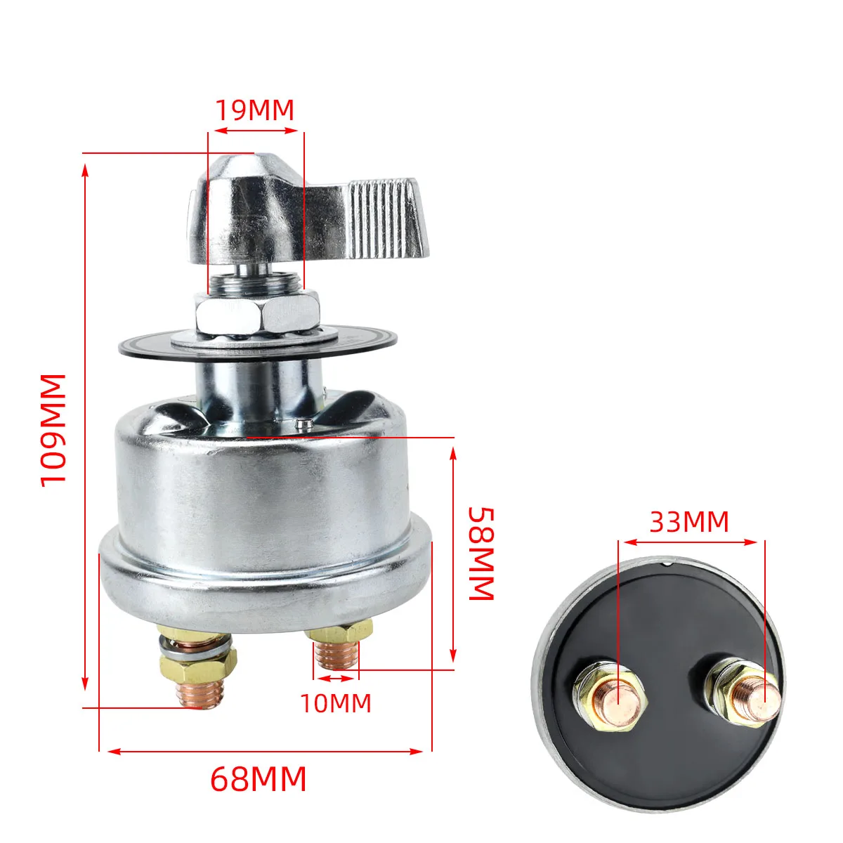 12-48V 200A power-off switch with 4AWG red and black power cord, suitable for cars, RVs, yachts, etc