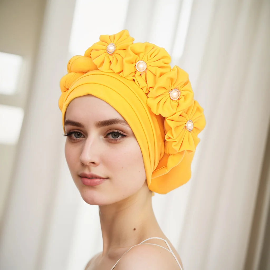 Headscarf Hat New Three-layer Brim Cannabis Flower Braid Sticky Small Flower Bun Hat Ten Colors Outdoor Shade Makeup Hat