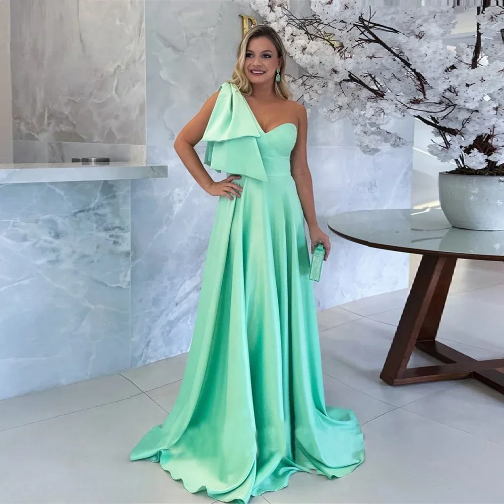 

Formal Evening Gown One Shoulder A-line Floor Length Draped Stole Bespoke Occasion DressesProm Dress Saudi Arabia