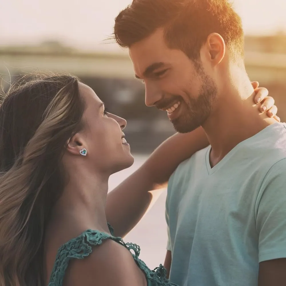 أقراط على شكل قلب من الفضة الإسترليني المزدوجة من جوهرة الميلاد، هدية مثالية لعيد الميلاد للذكرى السنوية للنساء، للاحتفال بعيد كريس الخاص #3