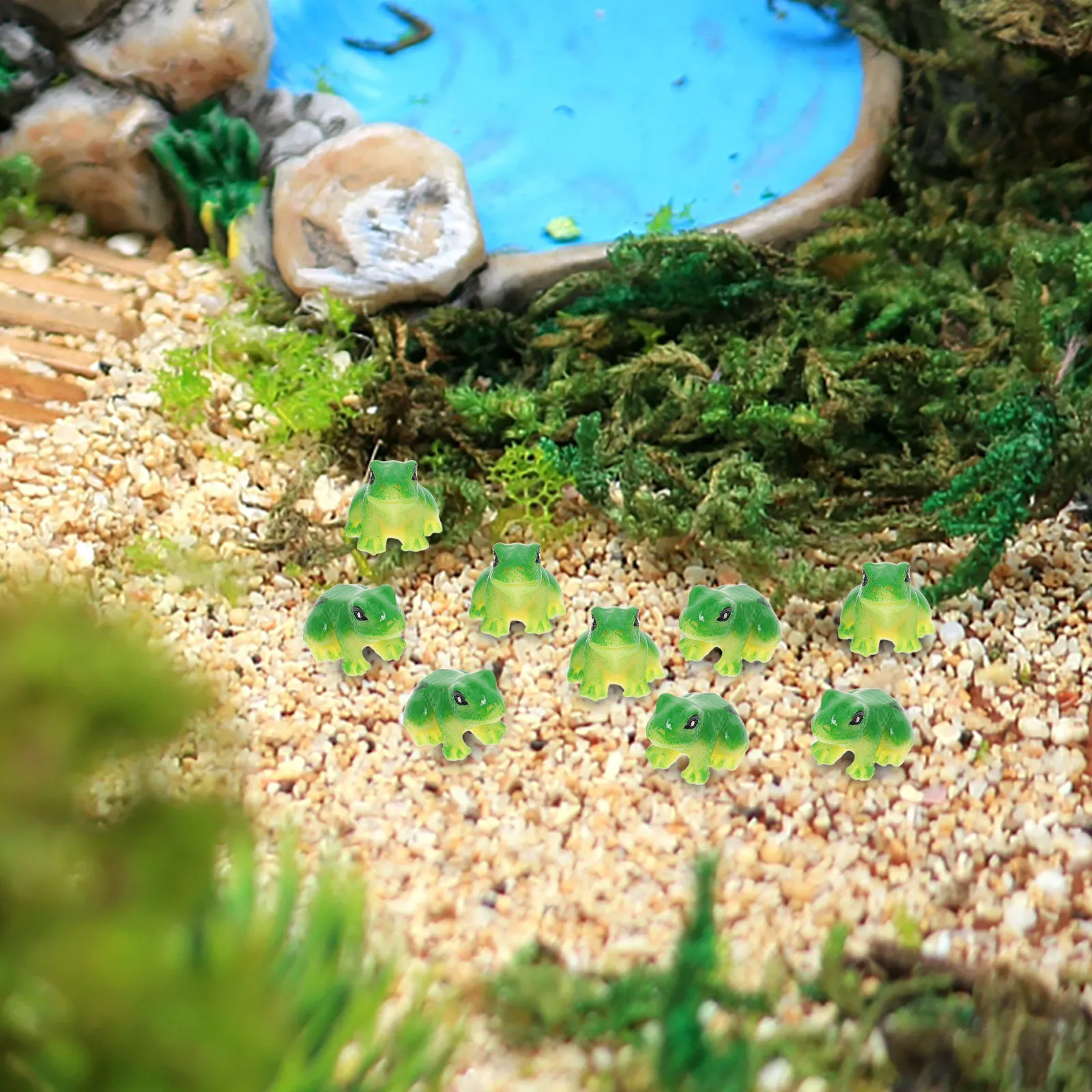 20Pcs Frog Ornament Micro Landscape Cute Garden Decor Resin Miniature Sculpture Outdoor Yard Planter Decoration
