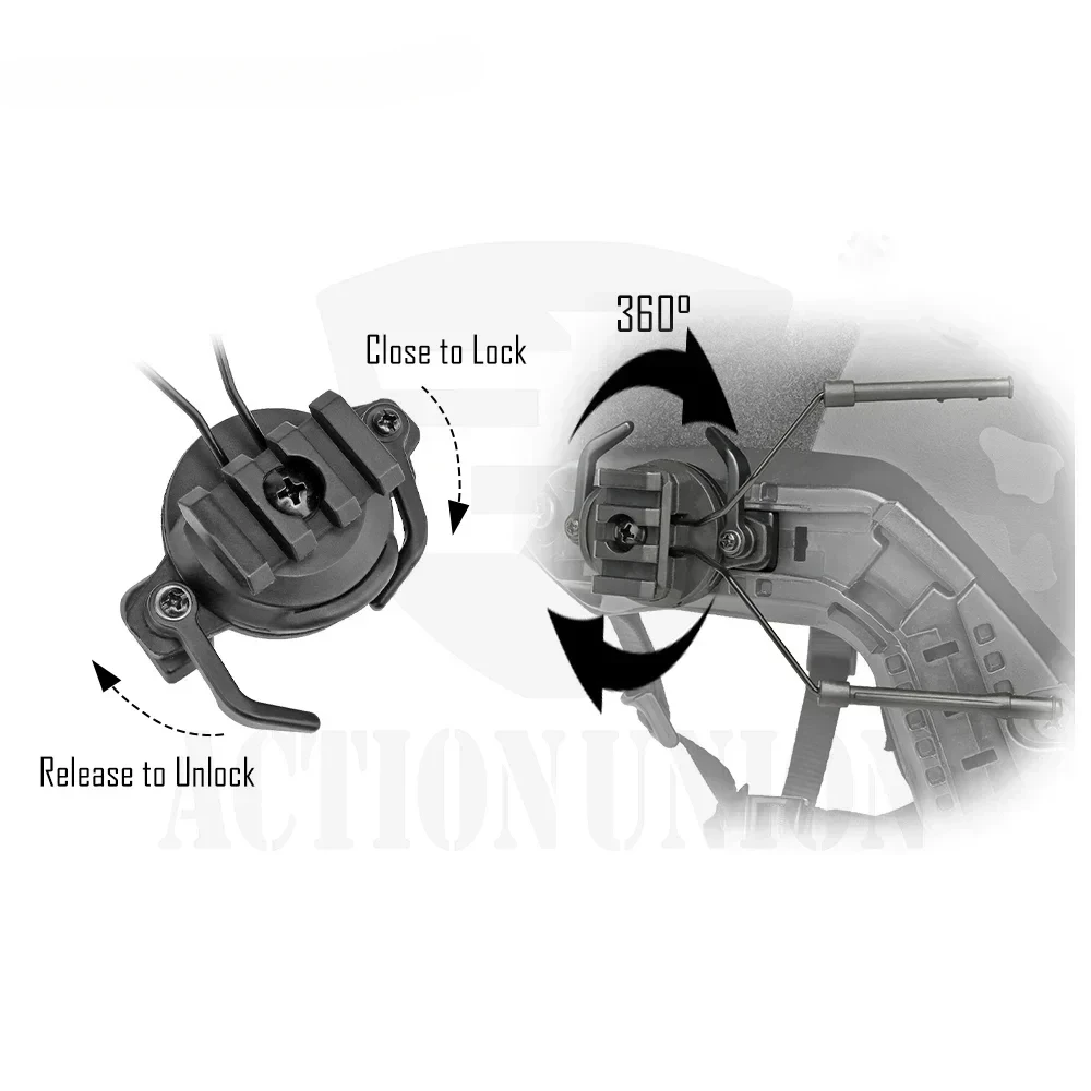 Tactical Fast Rail Mounts Headset Rail Adapter Headset Holder Set Shooting Helmet 360 Rotation Helmet Rail Suspension Bracket