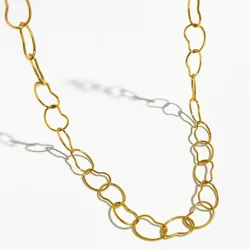 Peri'sbox Modern 18K Gold Pvd Plated Irregular Circle Link Chain Choker Necklace for Women Handmade Chains Jewelry Accessories