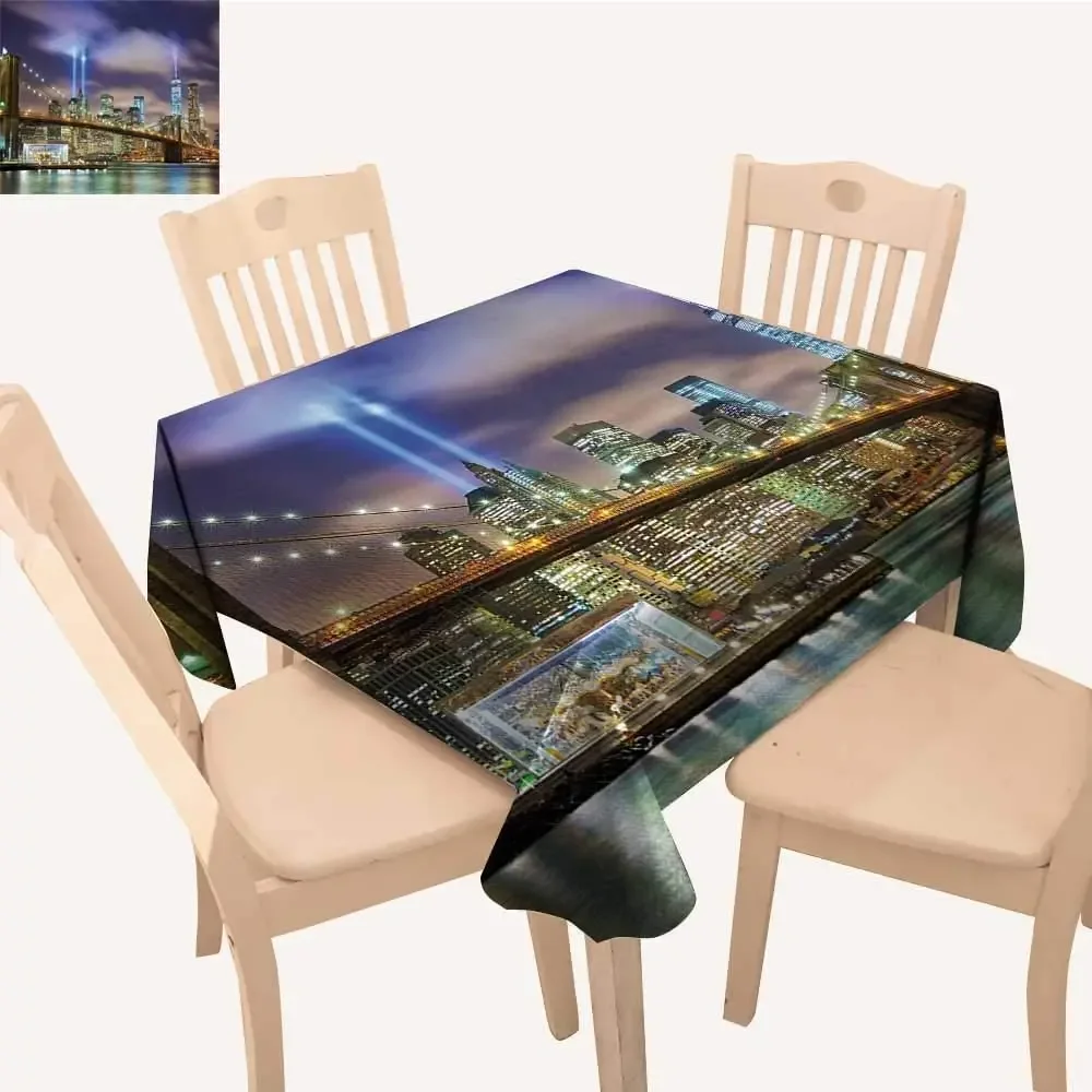 Manhattan Skyline con puente de Brooklyn y torres de luces en Estados Unidos Mantel de cocina