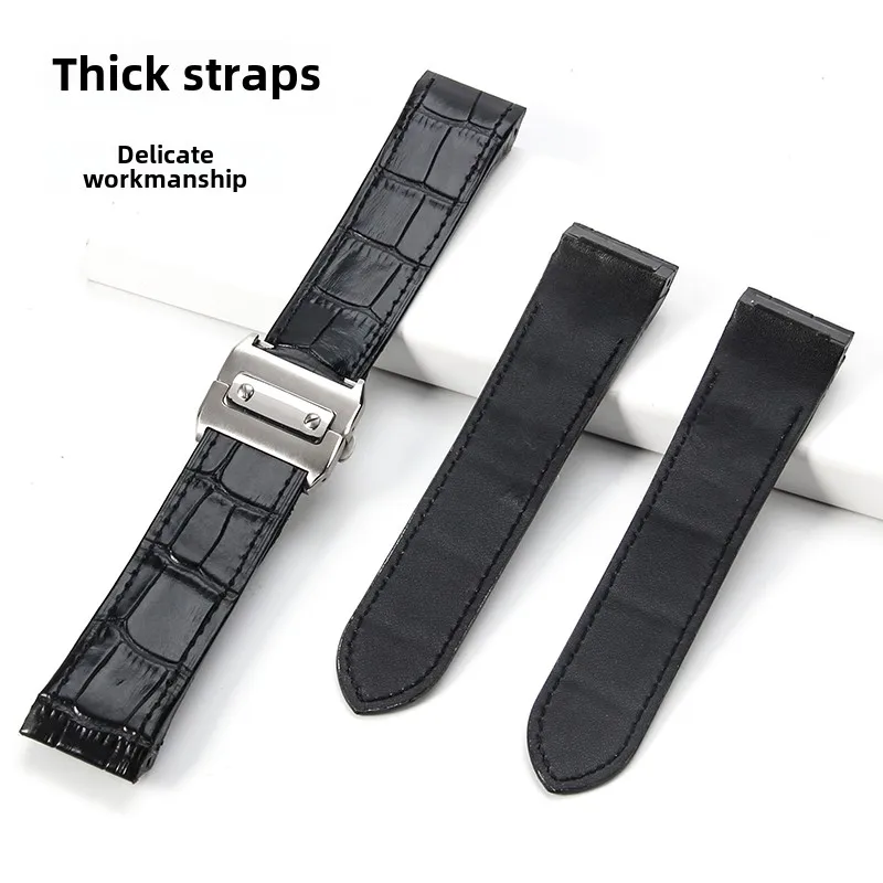 Противоаллергический ремешок из коровьей кожи для Cartier Santos Sandoz 24,5 23, 20 мм, унисекс, однотонная складная пряжка, черный, коричневый, варианты