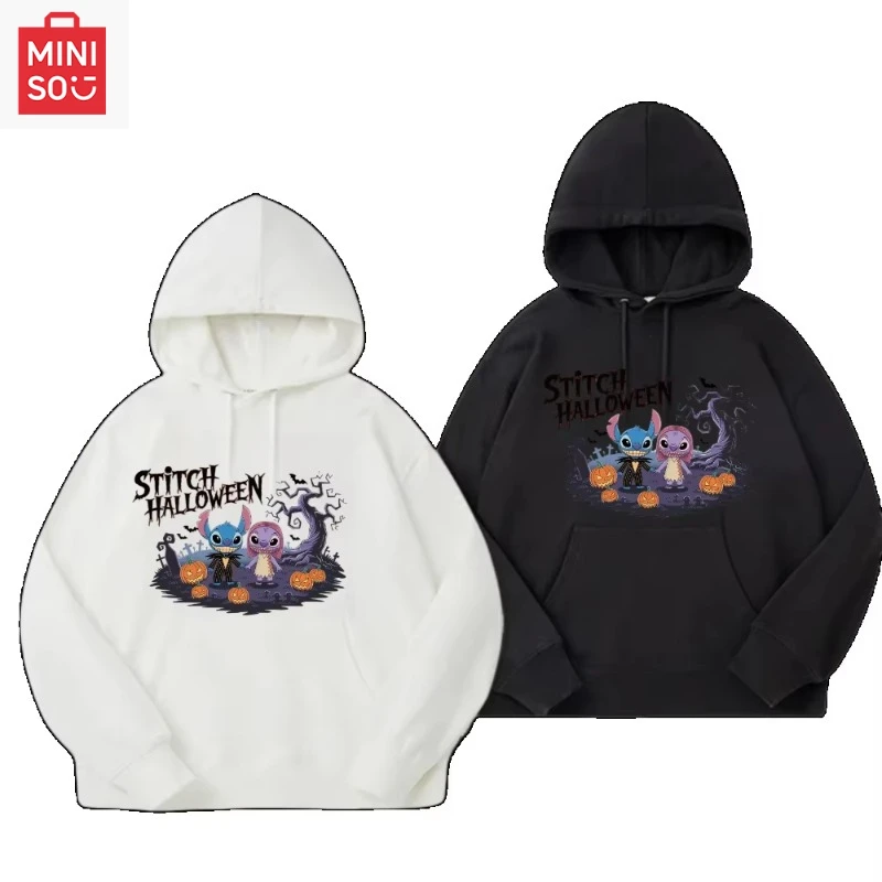 

Disney Halloween Stitch Limited Hooded Sweater High Quality Autumn and Winter Men's and Women's Casual Sweater Top Sleeve