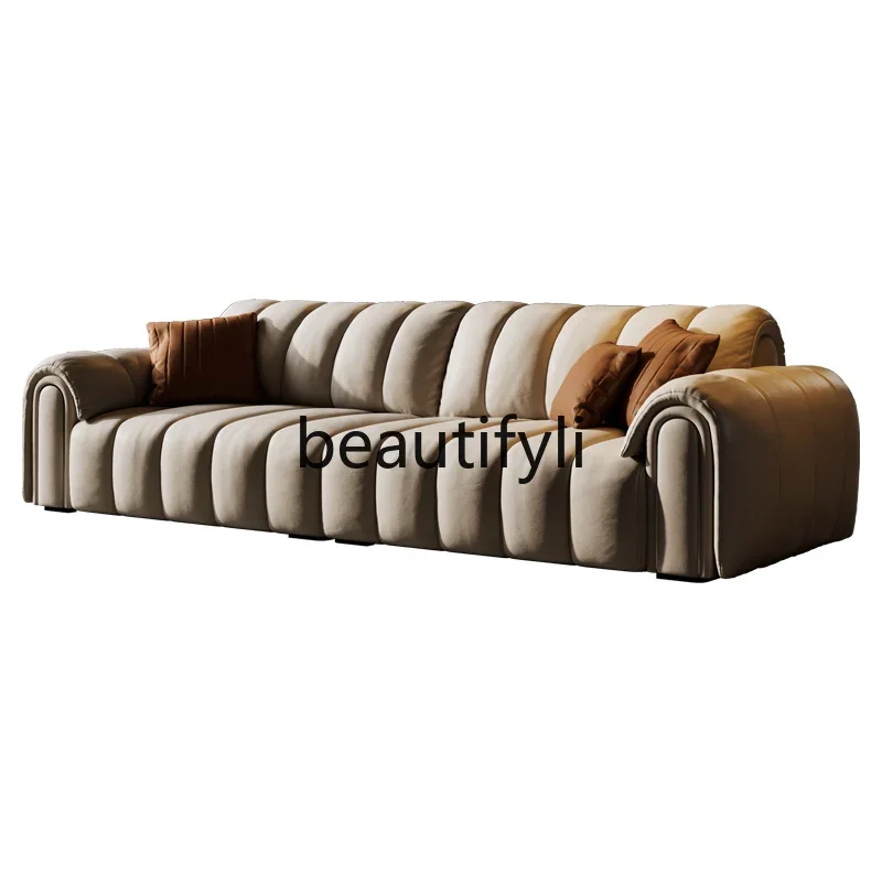 Piano keys leather sofa Italian minimalist living room three people in line combination designer