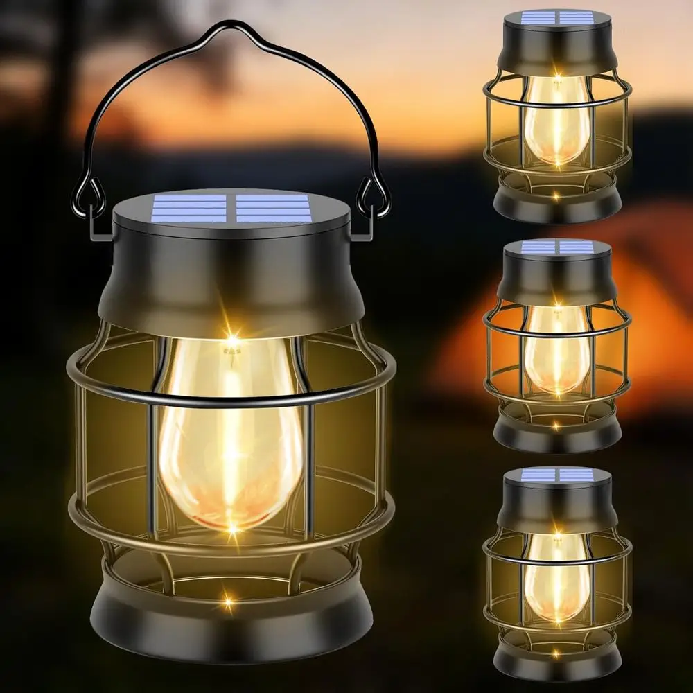 

Outdoor Waterproof Metal Hanging Lanterns, 4-Pack for Patio, Porch, Garden, Lawn - Warm White