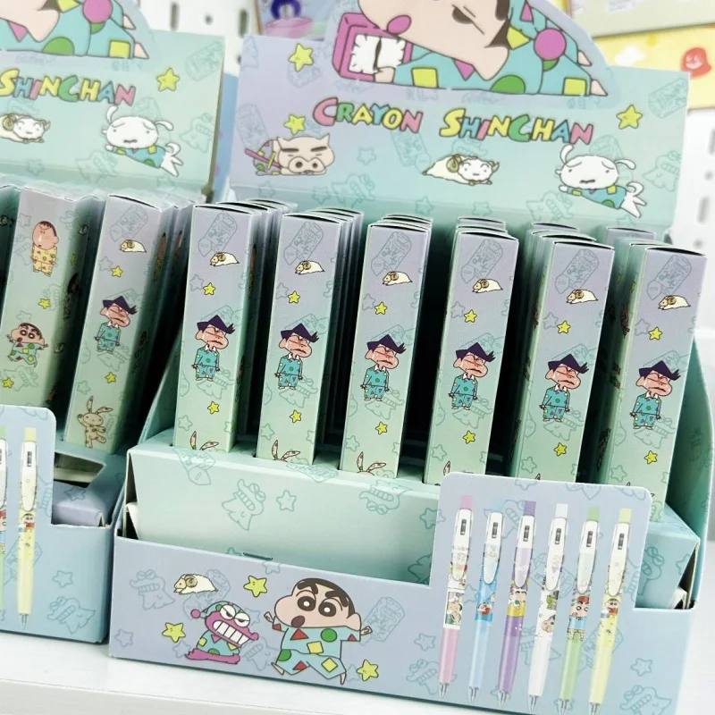 22pcs Crayon Shin-chan Press Gel Pen Kawaii Cartoon 0.5mm Neutral Pen Student Stationery Office School Supplies Kids Gift Toy