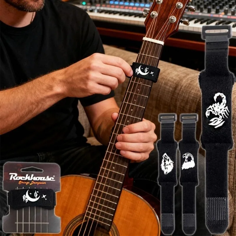 Adjustable Guitar Muting Dampener Strap Electric Acoustic Bass Guitar Noise Reduction Anti Feedback Sound Reducer Accessory 6 St