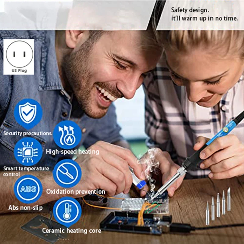 Soldering Iron Soldering Iron Supplies Adjustable Temperature (200-450°C) ON/Of Switch 60W Soldering Iron US Plug