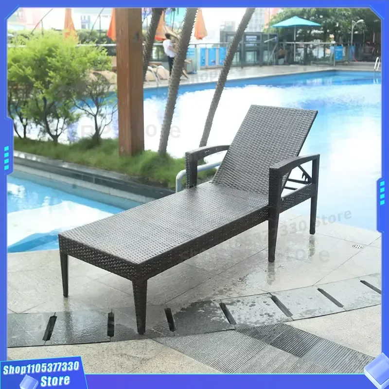 Modern Rattan Rope Outdoor Lounge Chair for Hotel Garden Terrace Beach Pool Area Customizable Design Comfortable Sunbed