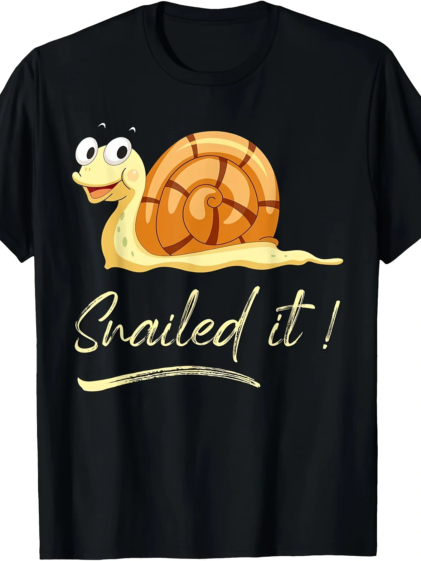 New Funny Snail Lover T-Shirt - Slow & Steady Snail with & Antennae - Casual Round Neck Tee, Medium-Stretch Fit for Slow Motion