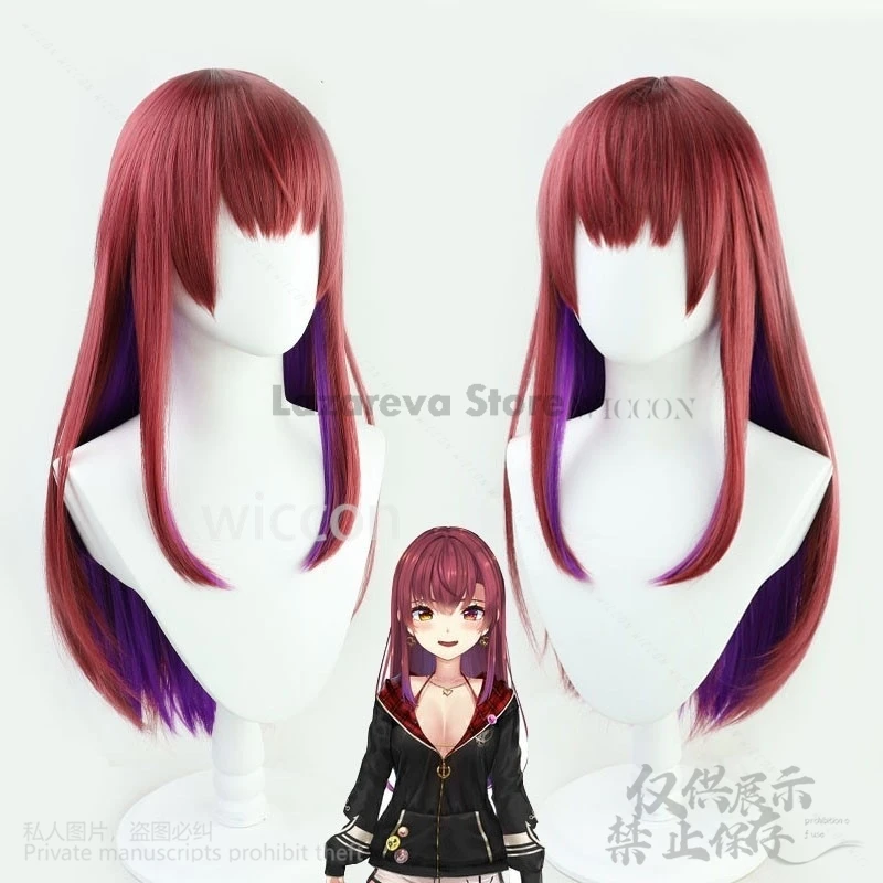 

Парик VTuber Houshou Marine Hololive Jirai Kei для девочек Youtuber, косплей, 9 стилей, хвостики, парик из синтетических волос, шапка, волосы вина