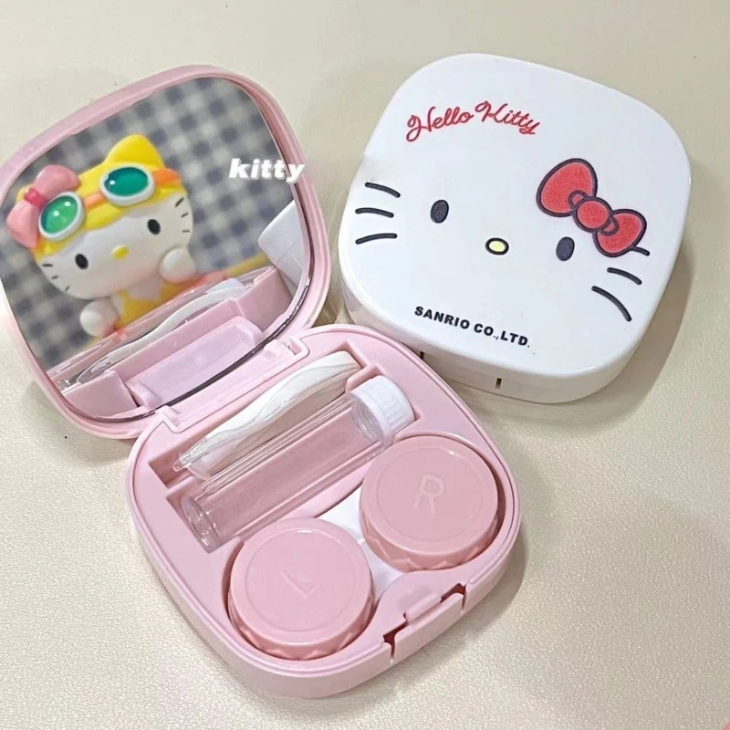 

1pcs Sanrio Kawaii Hello Kitty Contact Lens Case My Melody Student Cartoon Travel Portable Myopia Companion Box Storage Box Gift