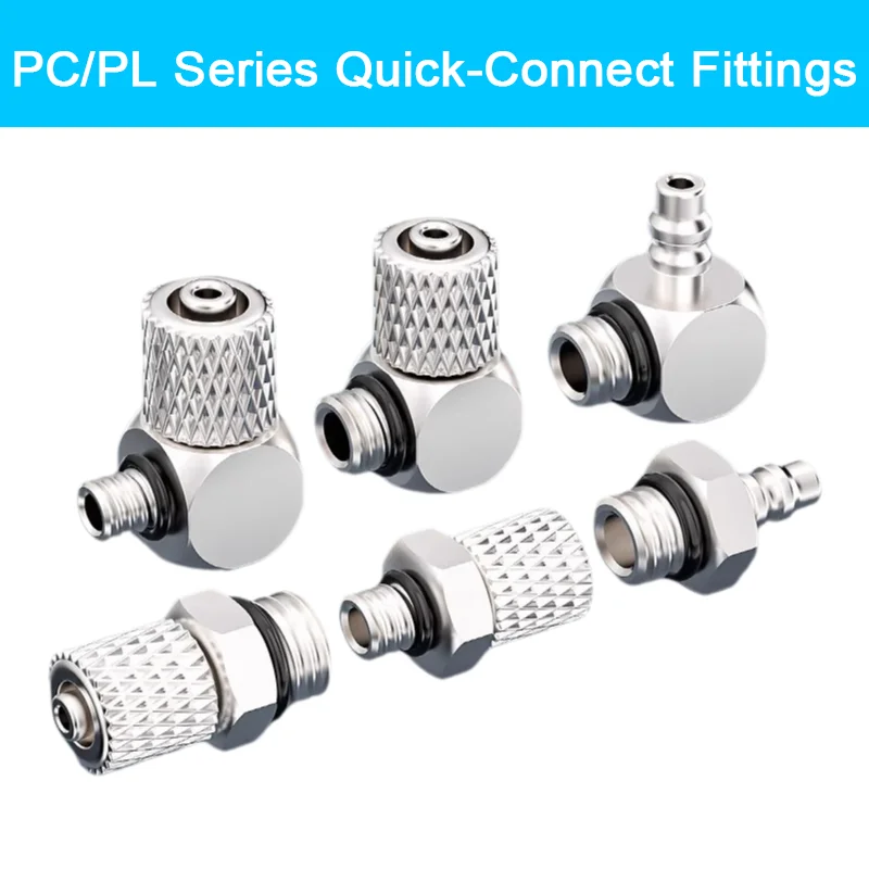 5pcs/pack Mini Pneumatic Pipe Connector PC PL Screw Through Quick Fitting Fast Twist Joint ,Male Thread M3 M4 M5 M6