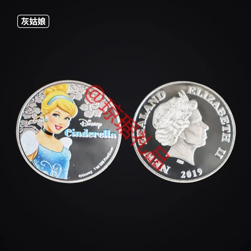 Disney Princess Commemorative Coin Cute Cartoon Character Snow White Cinderella Sleeping Beauty Animation Collectible Toys Gifts