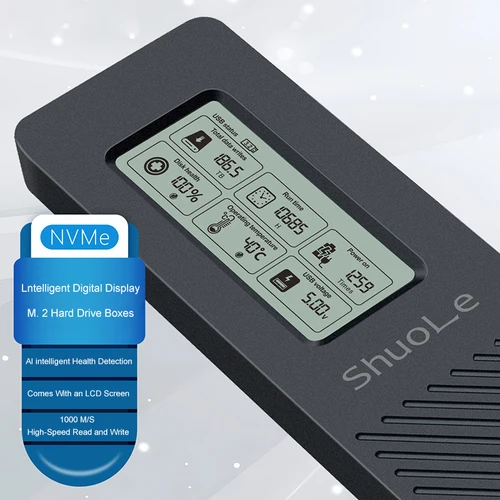 Caja de disco duro UTHAI M.2, NVME/NGFF, protocolo Dual, caja de disco duro móvil de estado sólido, monitoreo de pantalla Digital inteligente