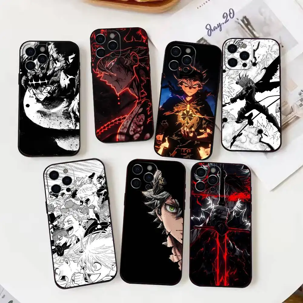 

Asta Cartoon B- Black C-Clover Phone Case For iPhone 16,15,14,13,12,17,Pro Max,Plus Silicone Black Case