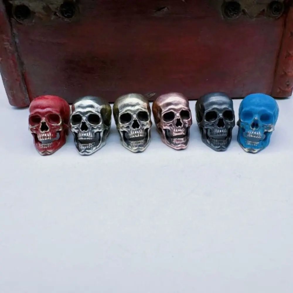 Handmade Sculpture Brass Bead Charms DIY Jewelry Accessories Skull Head Retro Pendant Bracelet Lanyard Pendant EDC Outdoor Tool view 3