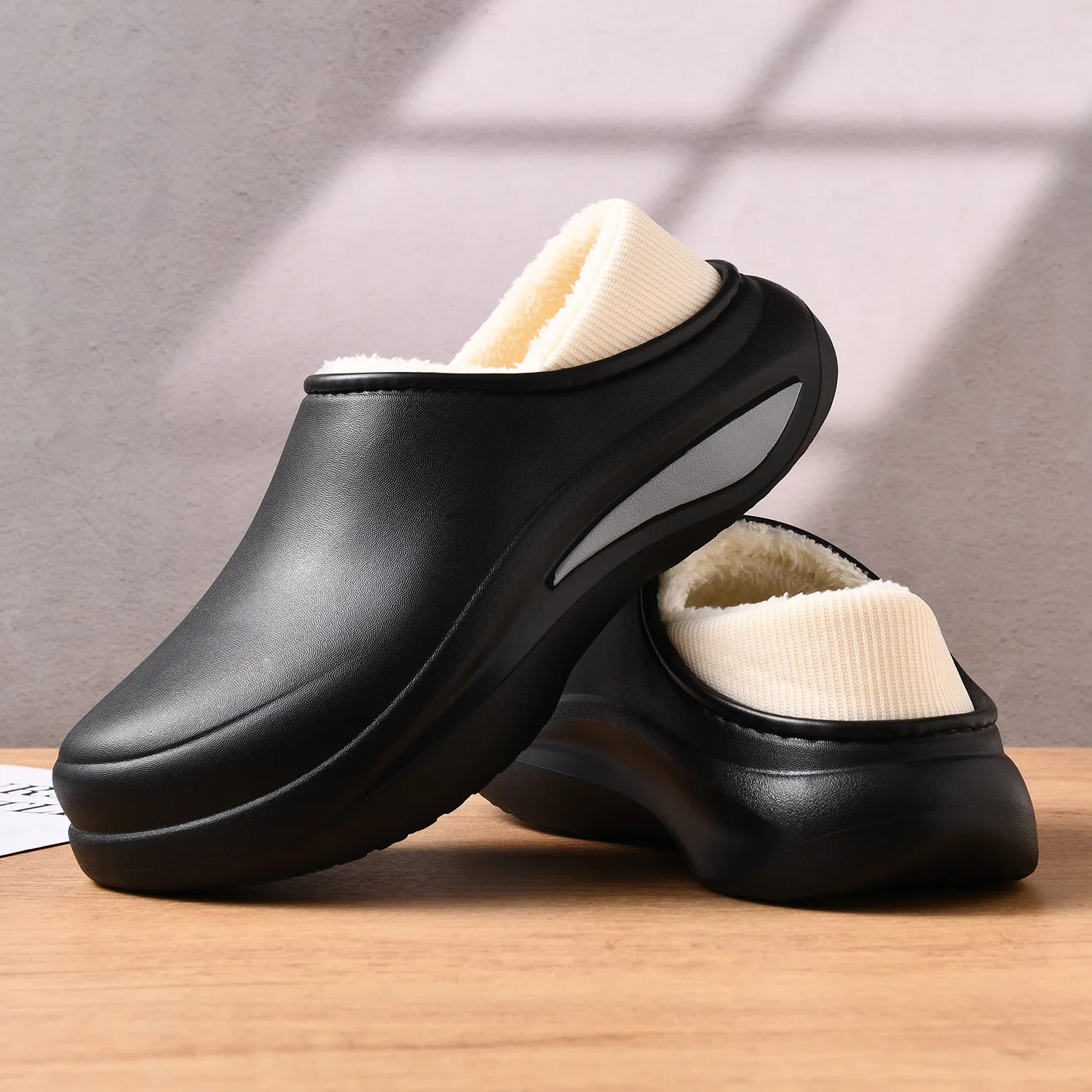 جديد الشتاء الفراء فروي النعال للرجال في الهواء الطلق موضة مقاوم للماء أفخم نعال من القطن داخلي دافئ دافئ عدم الانزلاق أحذية المنزل