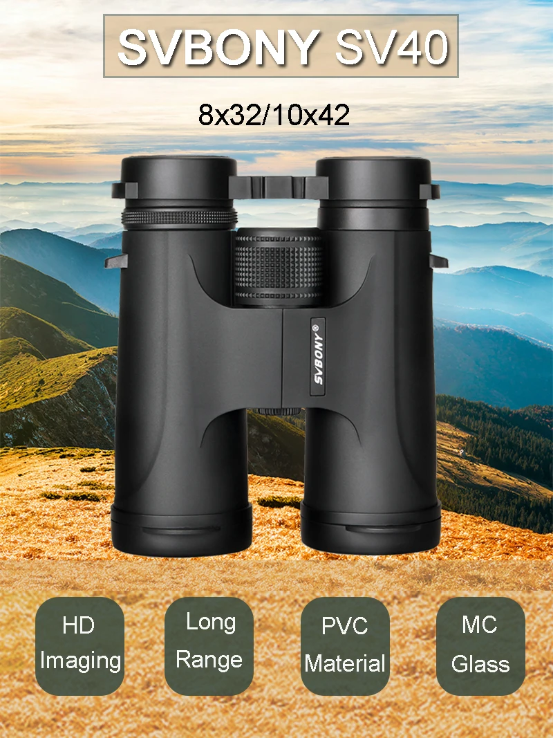 SVBONY SV40 Telescope Binoculars 8X32/10X42 Professional Military Binoculars HD Long Range Camping Equipment for Construct