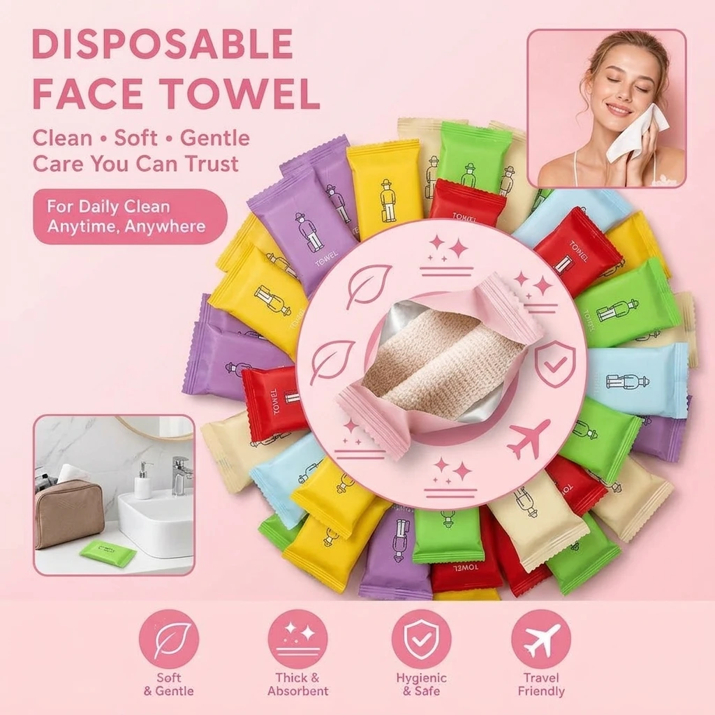 Thickened Cotton Disposable Portable Compressed Towel Colored Enlarged Face Towel for Travel Independent Packaging Box