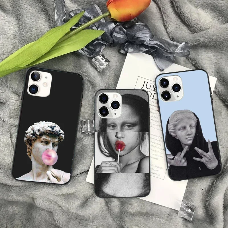 Mona Lisa Art David Phone Case for IPhone  14 15 11 12 13 Mini Pro XS MAX 8 7 6 6S 5s Plus X SE XR 2020