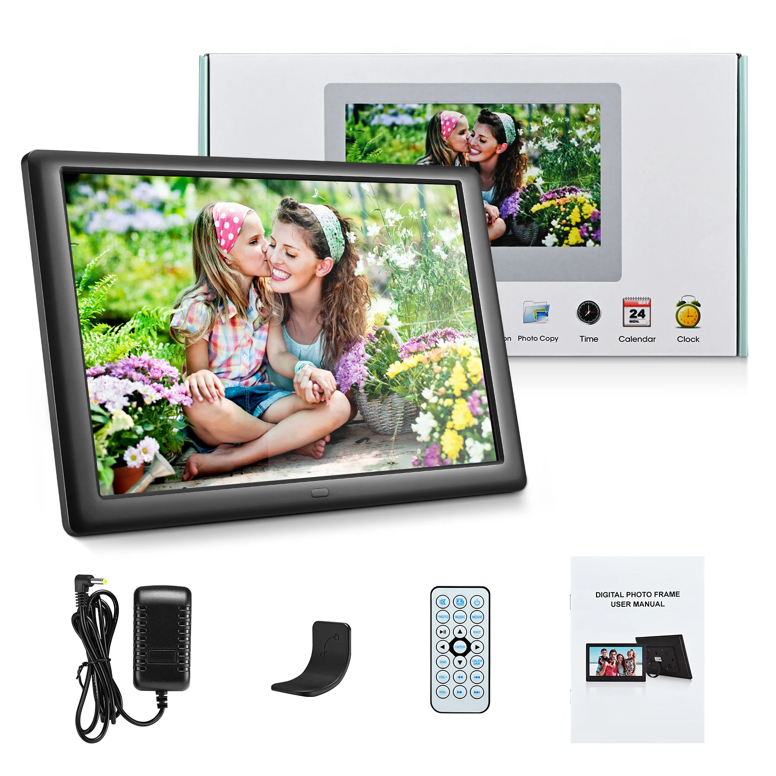 Cornice digitale Cornice per foto digitale da 10,1 pollici 32 GB con touch screen HD 1280x800 IPS montabile a parete con telecomando