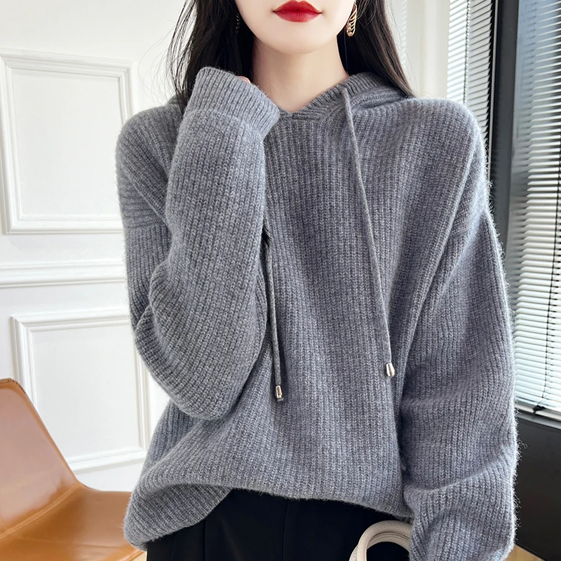 Hoodie Pullovers Free shipping Women Sweaters 100% Wool Knitted Sweaters Leisure Warm Tops 2024 Autumn/Winter New Clothing