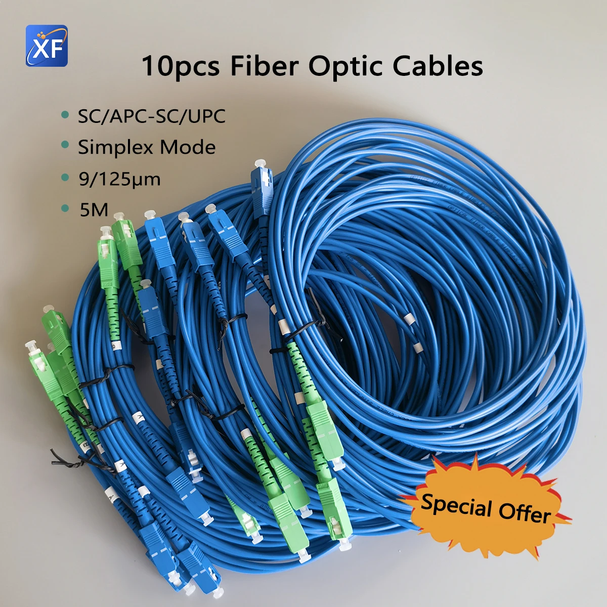 

10pcs 5M SC/APC To SC/UPC Fiber Optic Cable FTTR Indoor Extension Cable Simplex Convert Patch Cord Simplex Extension Line