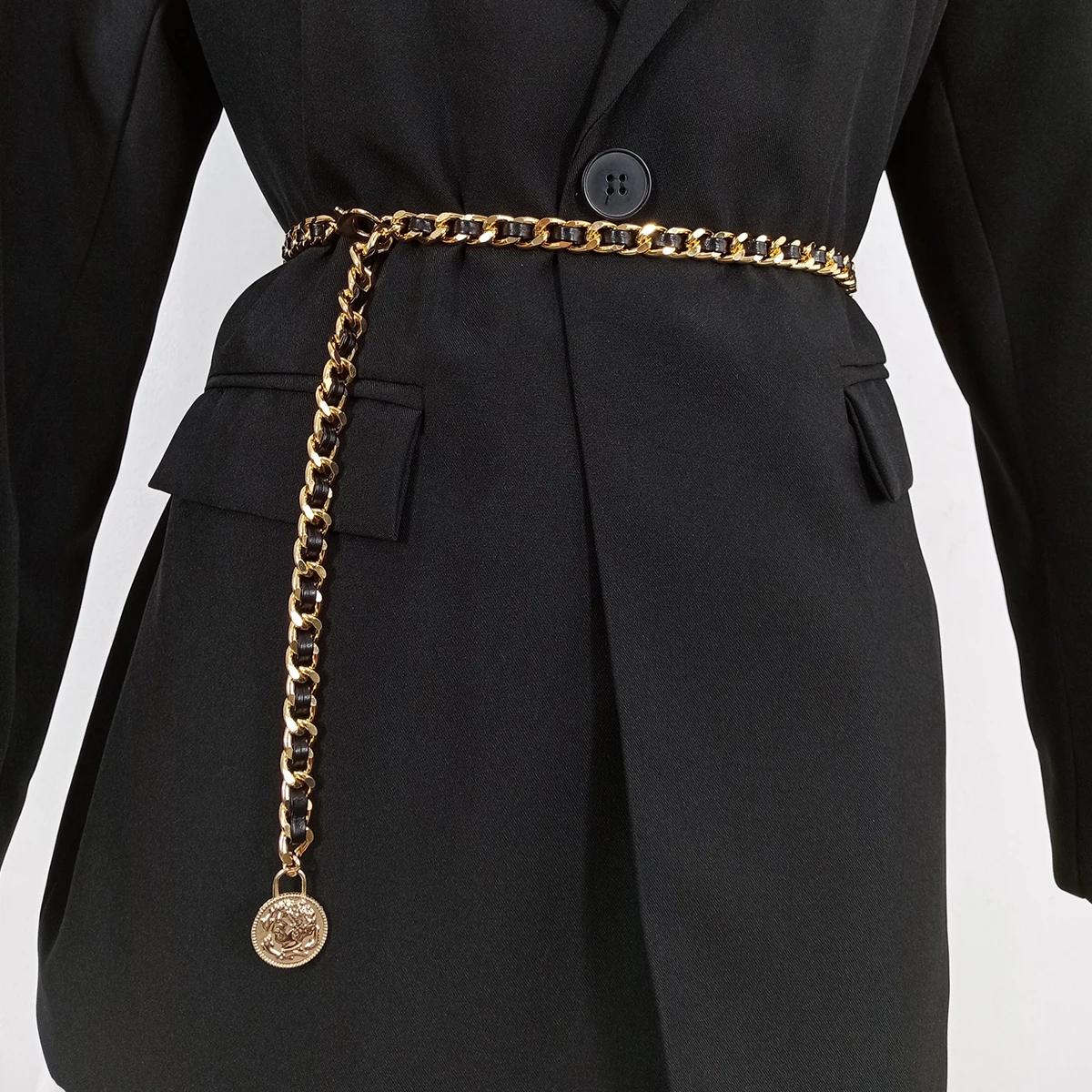 Fashion Gold Chain Belt Female Waist Metal Belts For Women High Quality Luxury Thin Waistband Dress Coat Corset Adjustable