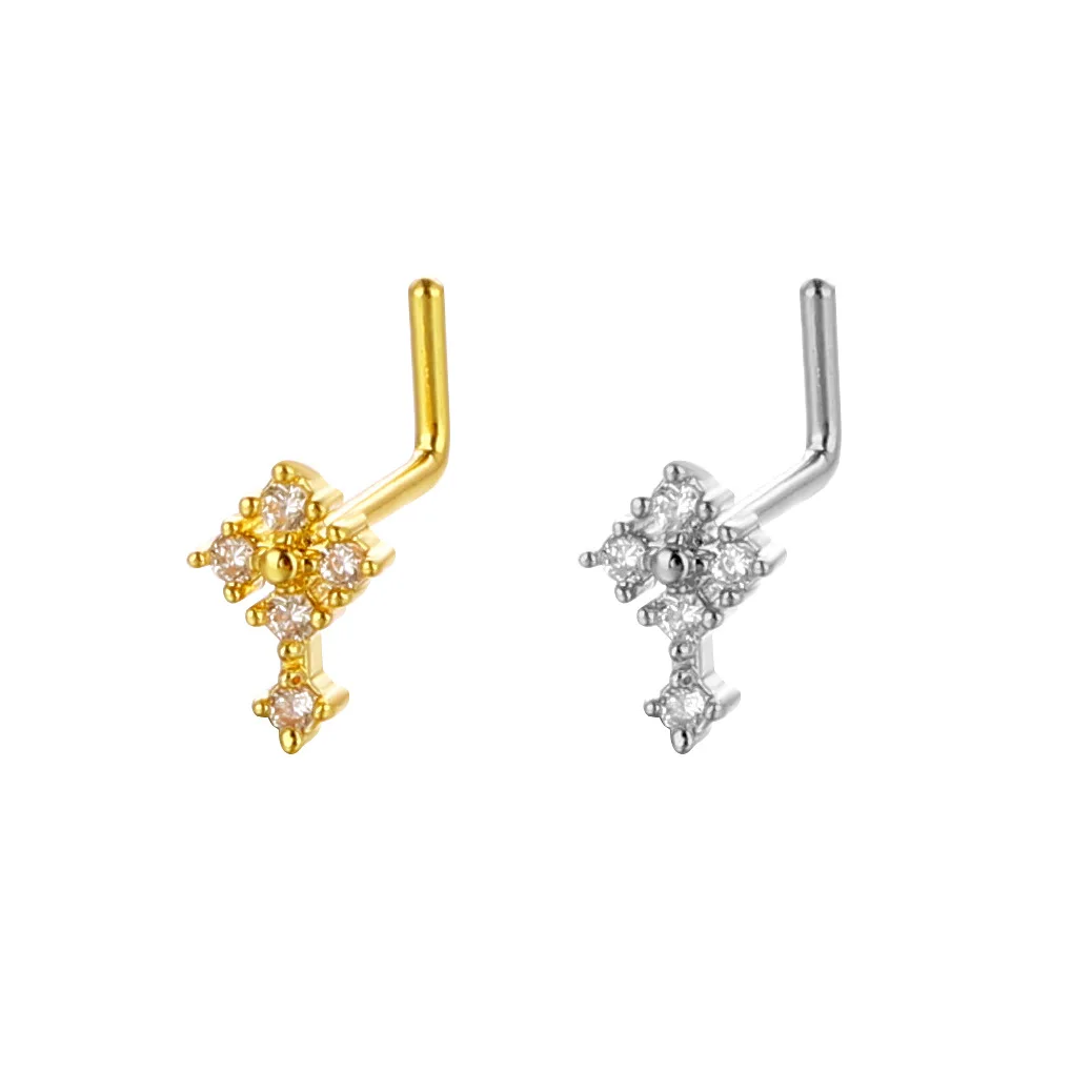 20G Cross Nose Rings for Women for Men L Bend Nose Studs Hoop Nose Ring Body Piercing Jewelry Fashion Trendy