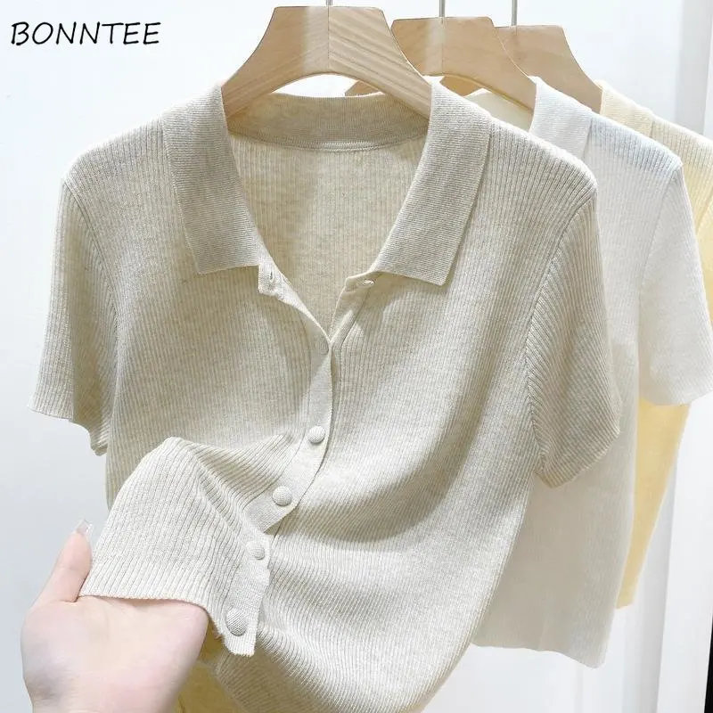 Koszule z krótkim rękawem damskie S-3XL wypoczynek lato podstawowe solidne eleganckie Streetwear wszystkie mecze proste codzienne Harajuku Y2k popularne topy