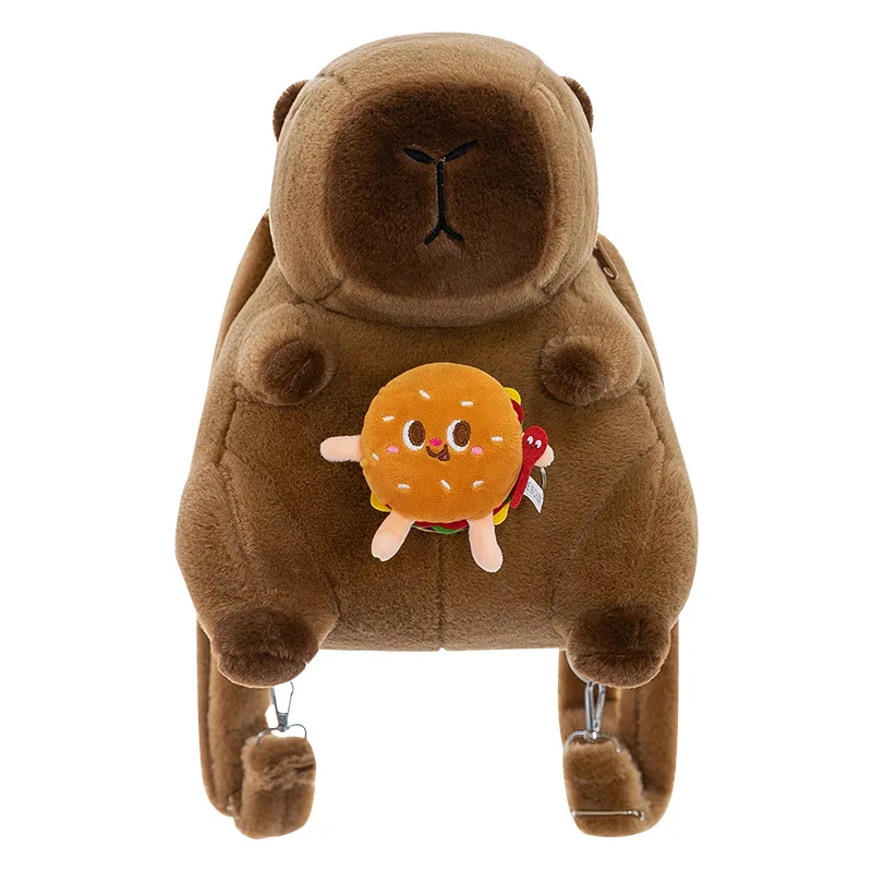Cute Capybara Plush Backpack Funny Cartoon Capybara Shoulder Bag Student Fur Bag Plush Capybara School Bag for Kids B1