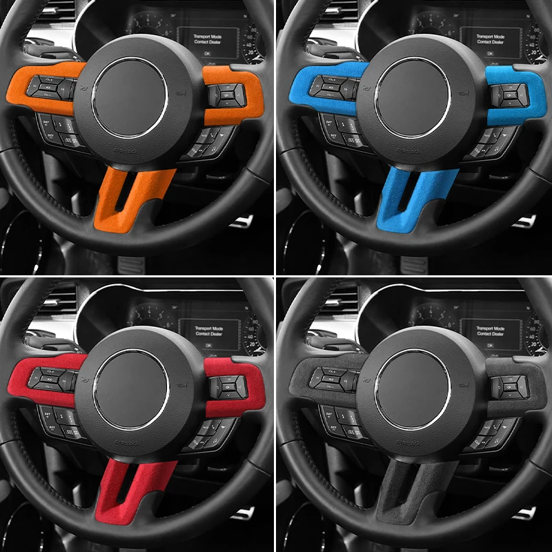 

Made of Alcantara For Mustang Steering Wheel Decorative Strips Trim Frame Sticker Car Premium Interior Tuning Accessories