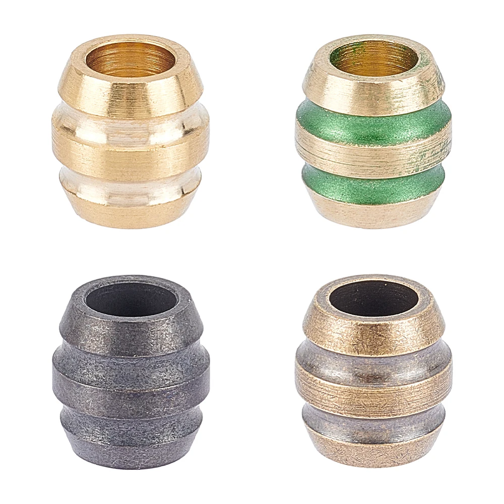 

4Pcs 4 Colors Brass European Beads Large Hole Beads Groove Barrel Mixed Color 11x10.5mm Hole: 5.8mm 1pc/color