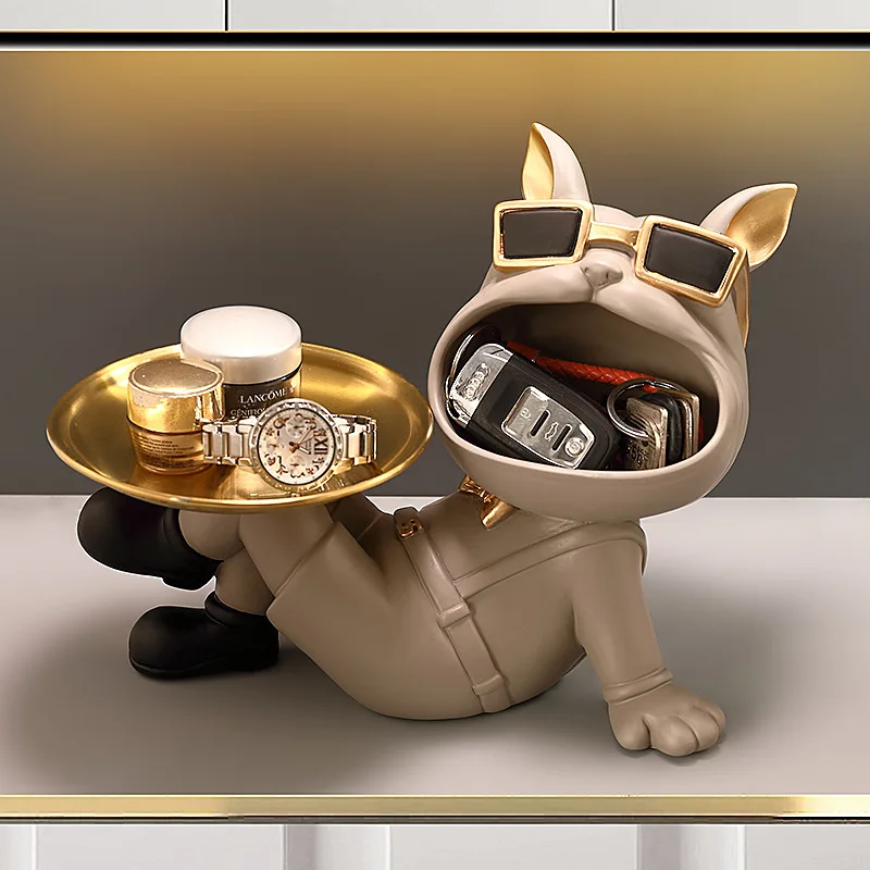 Ornament for putting keys at the door Entry porch Home decoration Light luxury French dog shoe cabinet Tray storage box