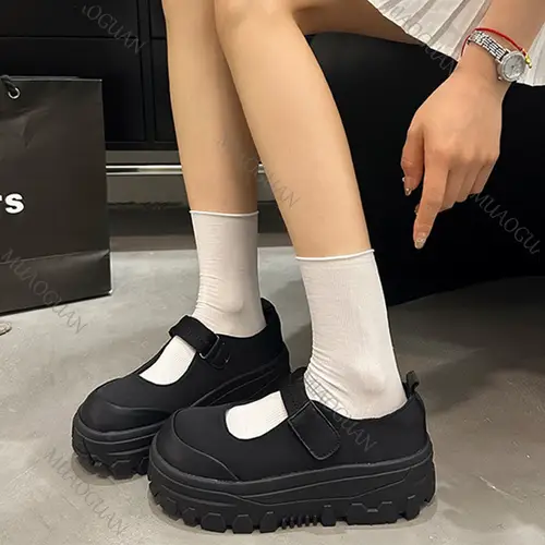 High Quality Fashion Retro Thick Bottom Mary Jane Shoes Chunky High Heeled Shallow Mouth Single Shoe Platform Sneakers for Women - Image 2