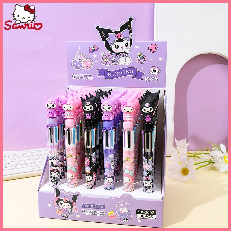 

Sanrio Creative Cute Kuromi 6-color Ballpoint Pen High Appearance Level By Hand Pen Pen Signature Pen Student Gift Pen Wholesale