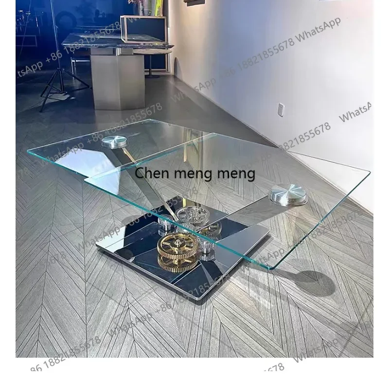 X188 Italian Style Light Luxury High-End Mechanical Rotating Coffee Table New Designer Stainless Steel Coffee Table