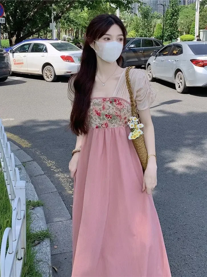 طقم فستان هانفو اليومي الصيني التقليدي لعام 2025 فستان نسائي على الطراز القديم فستان محسن على الطراز الشرقي فستان هانفو اليومي الوردي للنساء