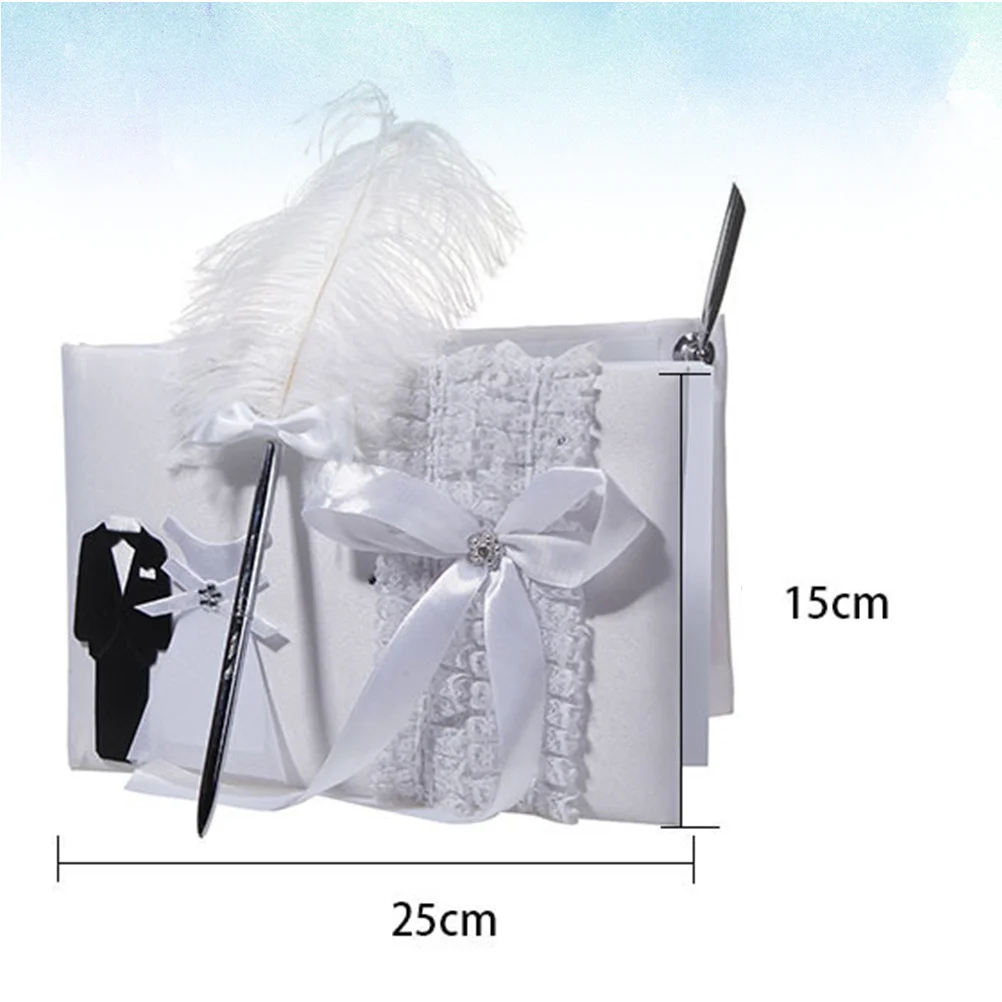 

Elegant Wedding Guest Book 1 Piece Pearl Design Attendance Book for Bridal Shower Party Event Signature Album White