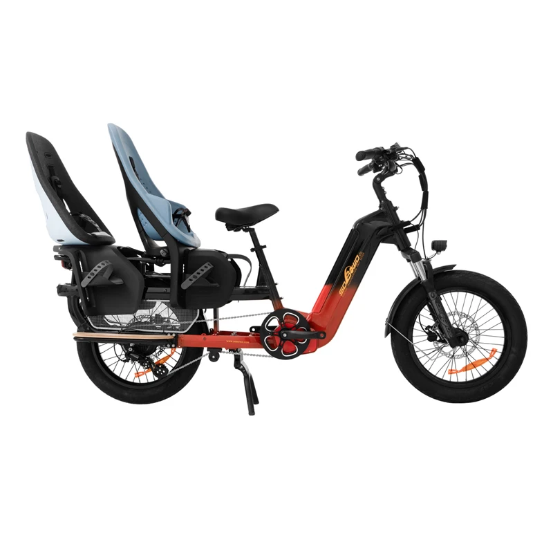 New arrival electric cargo bike 48v 1500W dual motor cargo ebike 20AH kenda bafang cargo e city bike with two baby seats