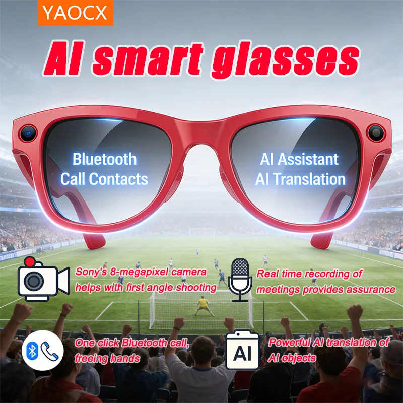 

Беспроводные умные очки с 8-мегапиксельной камерой, микрофоном с шумоподавлением, функцией перевода на несколько языков, легкое портативное устройство