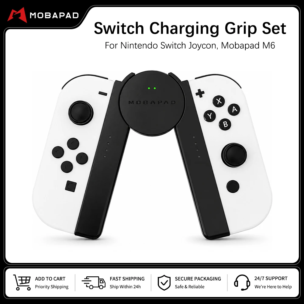MOBAPAD Charging Grip Set for Nintendo Switch Joycon Gaming Controller Bracket Charging Station for Mobapad M6 HD M6S Gamepad