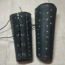 Medieval Viking Knight Witcher Leather Arm Guard Armor Steampunk Rivet Gauntlet Bracer Cosplay Wristband Larp Costume Accessory