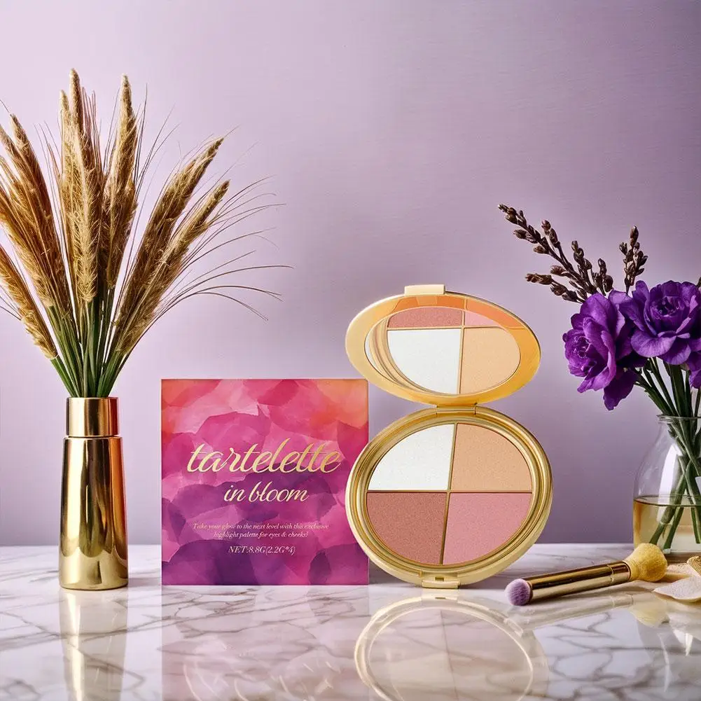 Paleta de maquiagem para olhos e bochechas - Textura de diamante de alto brilho Multiuso Natural Maquiagem diária Paleta de blush de sombra de olhos portátil